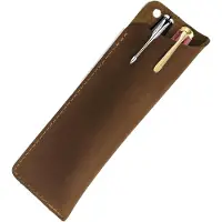 Markenlos Lederen etui, met de hand gemaakt, vintage design, geschikt voor pennen en kwasten, bruin
