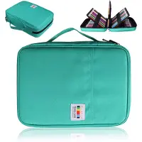 Markenlos Grote etui met 220 vakken, kleurrijke etui voor gelpennen of 220 kleuren, potloden, gelmarkeerstiften, pennenetui voor scholieren, volwassenen en kunstenaars (groen)