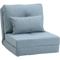 HOMCOM -Schlafsessel-Leinen, Metall-80L x 60B x 56H cm-Himmelblau