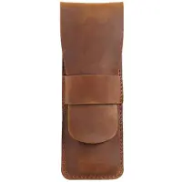 Markenlos Lederen etui, 17 cm lang, 5,8 cm breed, vintage beschermhoes voor pennen