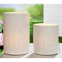 Gilde tafellamp, "Flowers", bloemendesign, porselein, wit, verpakkingseenheid 1, lengte 10 cm, breedte 17 cm, hoogte 20,5 cm. Artikelnummer: 32189, EAN: 4063387321898