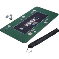 Relaxdays Pokerdoek, 180 x 90 cm, Texas Hold'em, grote onderlegger voor pokertafels, antislip, polyester, pokeraccessoire, groen