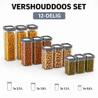 Curver - Vershouddoos SET van 12 Stuks - 3x 0,8 L + 3x 1,3 L + 3x 1,8 L + 3x 2,3 L