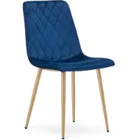 Leobert Eetkamerstoel TURIN - Donkerblauw fluweel - Eikenlook poten - Modern design