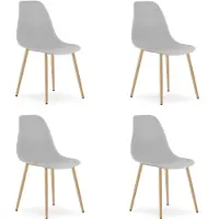 Leobert Set van 4 Stoelen WAT – Grijs, Houtlook Metalen Poten, Kunststof Zitting – Modern en Ergonomisch – Geschikt voor Eetkamer, Woonkamer, Keuken, Thuiswerkplek, Kantine en Wachtruimte – Eenvoudige Montage