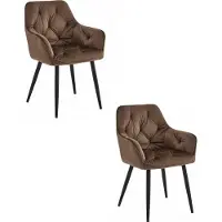 Leobert Chaise - - Jork - Bruine fluweel bekleding / Zwarte poten - Set van 2