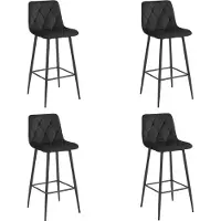 Leobert Barkruk - - Nado - Zwart fluweel / Zwarte poten - Set van 4