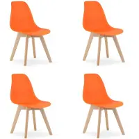 Leobert KITO Eetkamerstoelen – Set van 4 – Groen Kunststof – Naturelkleurige Kunststof Poten – Moderne Kuipstoel – Modern Design – Voor Eettafel, Keuken en Eetkamer