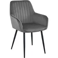 Leobert SOLDEN Velvet Design Stoelen – Set van 2 – Donkergrijs Fluweel – Zwarte Metalen Poten – Met Armleuningen – Modern & Ergonomisch