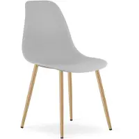 Leobert Stoel WAT – Grijs, Houtlook Metalen Poten, Kunststof Zitting – Modern en Ergonomisch – Geschikt voor Eetkamer, Woonkamer, Keuken, Thuiswerkplek, Kantine en Wachtruimte – Eenvoudige Montage