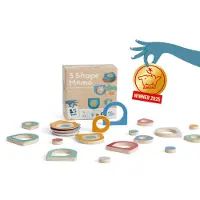 BS Toys Denk & Doe Bundel – 3‑Vormen Memo + Moves Houten Actief Kaartspel – Kinderspeelgoed 6+ – Spelletjes voor Binnen & Buiten (GA497 & GA264)