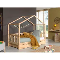 Vipack Deze dallas combinatie in natuur bestaat uit een huisbed met hekje (90 x 200 cm) en rolbed.