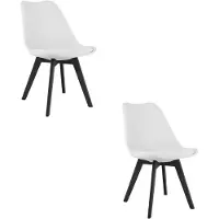 Leobert Set van 2 Stoelen MARK – Wit, Zwarte Poten, Kunststof Zitting met Kunstlederen Kussen, Strak Design, Ergonomisch, Geschikt voor Keuken, Eetkamer, Kantine en Werkruimte, Max. 120 kg