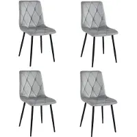 Leobert Set van 4 Eetkamerstoelen LIBRA Zilvergrijs – Zwarte Metalen Poten, Modern Velvet Bekleding, Ergonomisch Design, Max. 120 kg