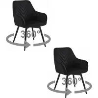 Leobert Chaise - - Fluweel, zwart/Zwarte poten - Set van 2