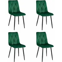 Leobert Set van 4 Eetkamerstoelen LIBRA Groen – Zwarte Metalen Poten, Modern Velvet Bekleding, Ergonomisch Design, Max. 120 kg