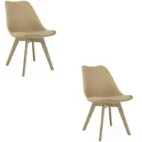 Leobert Stoel - - Mark - Donkerbeige / Beigekleurige poten - 49 x 43 x 82 cm - Set van 2