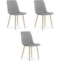 Leobert Chaise - - Turijn - Lichtgrijze fluweelstof / Houten poten - 44,5 x 53 x 87,5 cm - Lot van 3