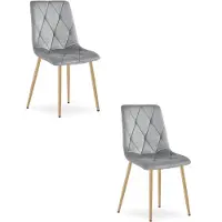 Leobert Chaise - - Libra - Lichtgrijze fluweelstof / Houten poten - 45 x 54 x 86,5 cm - Set van 2