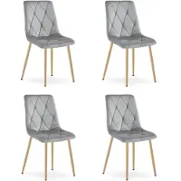 Leobert Chaise - - Libra - Lichtgrijze fluweelstof / Houten poten - 45 x 54 x 86,5 cm - Set van 4