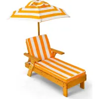 Coast Children Sun Lounger met parasol kinderlander hout 106 x 49 x 106 cm geel + wit