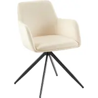 CLP Olema Eetkamerstoel - Draaibaar - Met armleuning - Metalen frame - Velvet - Fluweel - creme