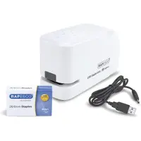 Rapesco 626EL Elektrische nietmachine, 26/6, USB/batterij, wit