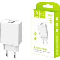 Denmen Netvoeding 2.1A, 10W, wit, 2100mA, 2xUSB, DC02