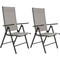 Lifetime Tuinstoelenset - 2x Stoel Santiago - in 7 Posities Verstelbaar - Opvouwbaar - Grijs en Zwart