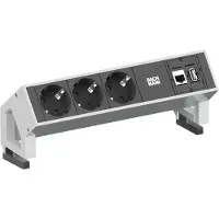 Bachmann DESK2: 3x geaarde stekker, 1x CAT6, 1x USB3, wit