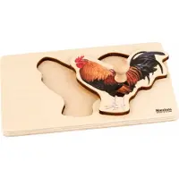 Nienhuis MONTESSORI Kinderpuzzel Haan - Houten speelgoed - Houten puzzel - Educatief speelgoed - Houten dieren speelgoed - 1 stukje - Vanaf 2 jaar
