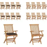 vidaXL Tuinstoelen 8 st met taupe kussens massief teakhout - Tuinstoel - Tuinstoelen - Tuin Stoel - Tuin Stoelen
