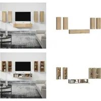 vidaXL 6-delige Tv-meubelset bewerkt hout sonoma eikenkleurig - Tv-kast - Tv-kasten - Tv-meubel - Hifi-meubel