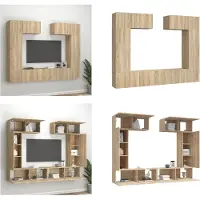 vidaXL 6-delige Tv-meubelset bewerkt hout sonoma eikenkleurig - Tv-kast - Tv-kasten - Tv-meubel - Hifi-meubel