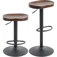 HOMCOM Barkruk-Iepenhout, Metaal-41,5 cm x 41,5 cm x 82 cm-Donkerbruin