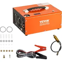 Vevor PCP-compressor 30 MPa/4500 PSI Luchtcompressor 0,5 L DC12V &amp; AC120V Duikcompressor Luchtpomp inclusief 8 mm hogedrukslang met snelkoppeling Accuklemmen Filterkatoen Luchtgeweer