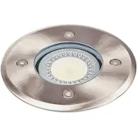LINDBY grondspot inbouwlamp Insa, Ø11cm, roestvrij staal, GU10, IP67 dimbaar, alu / grijs / zink, Roestvrij staal, Modern