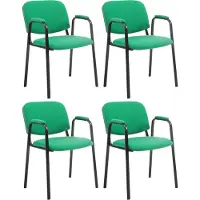 CLP Ken Pro - Stapelstoelen Set van 4 - armleuningen - zwart - 150 kg - Stof/groen