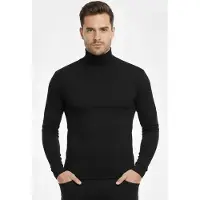 Beeren Heren Thermo Colshirt - Lange mouwen - Warm thermoshirt hoge hals - Zwart / XL