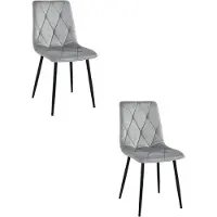 Leobert Chaise - - Libra - Fluwelen bekleding, grijs/zilverkleurig, zwarte poten - Set van 2