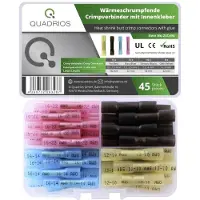 Quadrios 23C494 Stootverbinder Met krimpkous 0.5 mm² 6 mm² Volledig geïsoleerd Rood, Blauw, Zwart, Geel 45 stuk(s) Box