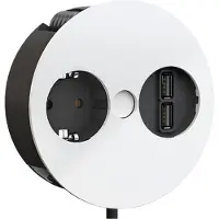 Bachmann TWIST 1x geaard stopcontact, adereindhulzen, USB oplader, geaarde stroomkabel, wit, 2 m
