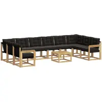 vidaXL Buiten bank set 11 st Wit en zwart