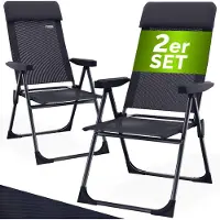 Casaria Tuinstoel met Hoge Rugleuning 2 Stuks Antraciet Aluminium