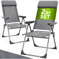 Casaria Tuinstoel 2 stuks Grijs Aluminium Inklapbaar