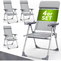 Casaria Tuinstoel met Hoge Rugleuning 4 Stuks Zilver Aluminium