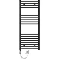 OEM Elektrische Badkamerkachel Sahara 500x1200 mm Antraciet Rechte Zijaansluiting & Verwarmingsstang 1200W Thermostaat & Digitaal Display, Handdoekverwarming met Patroonverwarming