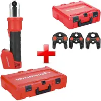 Rothenberger ROMAX NANO accu-persmachine 18 V 34 kN CAS + 3-delige SV-persbekkenset + Rocase - zonder accu, zonder oplader