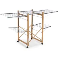 Vitapur Wasrek - Droogrek - Kledingrek - Droogrekken - Wasrek Inklapbaar - Inklapbaar Droogrek - 21 meter drooglengte - Verrijdbaar - Houtlook - Zwart