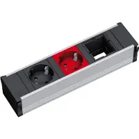 Bachmann CONI 1xCEE7/3 1xCEE7/3 rood, Geaard stopcontact 1x zwart + 1x rood